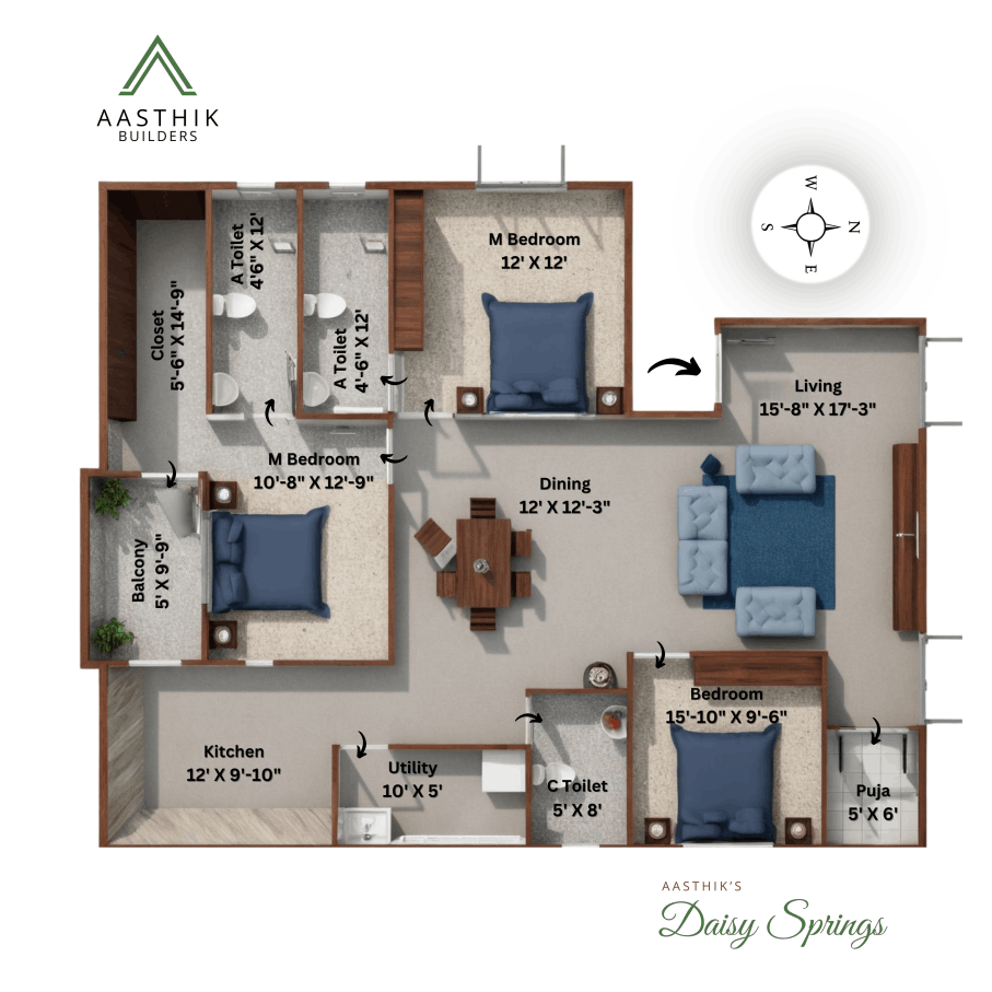 Airy 3bhk